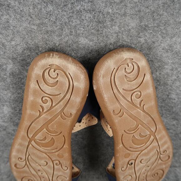 Casual Shoes Womens 7 Sandals Slip On Toe Loop Blue Comfort Flats Slides - Picture 10 of 10